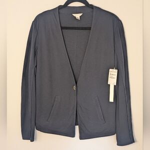 Caslon Sweater Womens Medium Dark Blue Cardigan One Button Long Sleeve NWT
